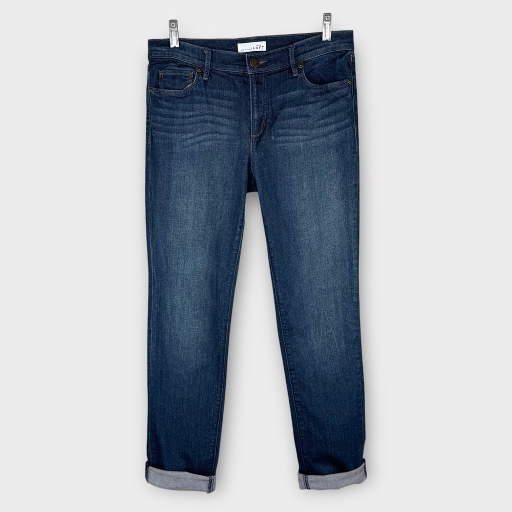 LOFT Modern Straight Leg Jeans 8 / 29 dark wash stretch denim mid-rise dressy